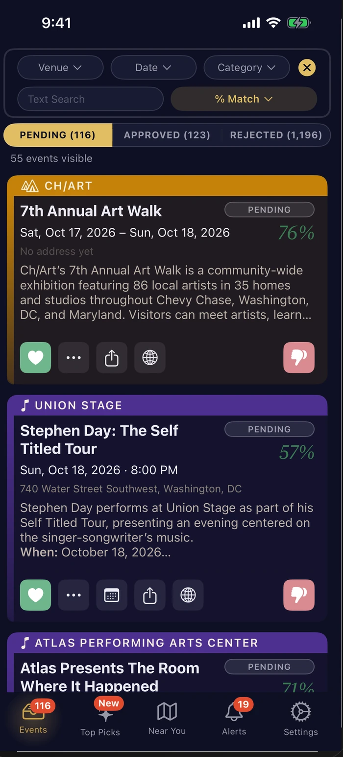 DC Arts Events app — find concerts, museums, and events in Washington DC