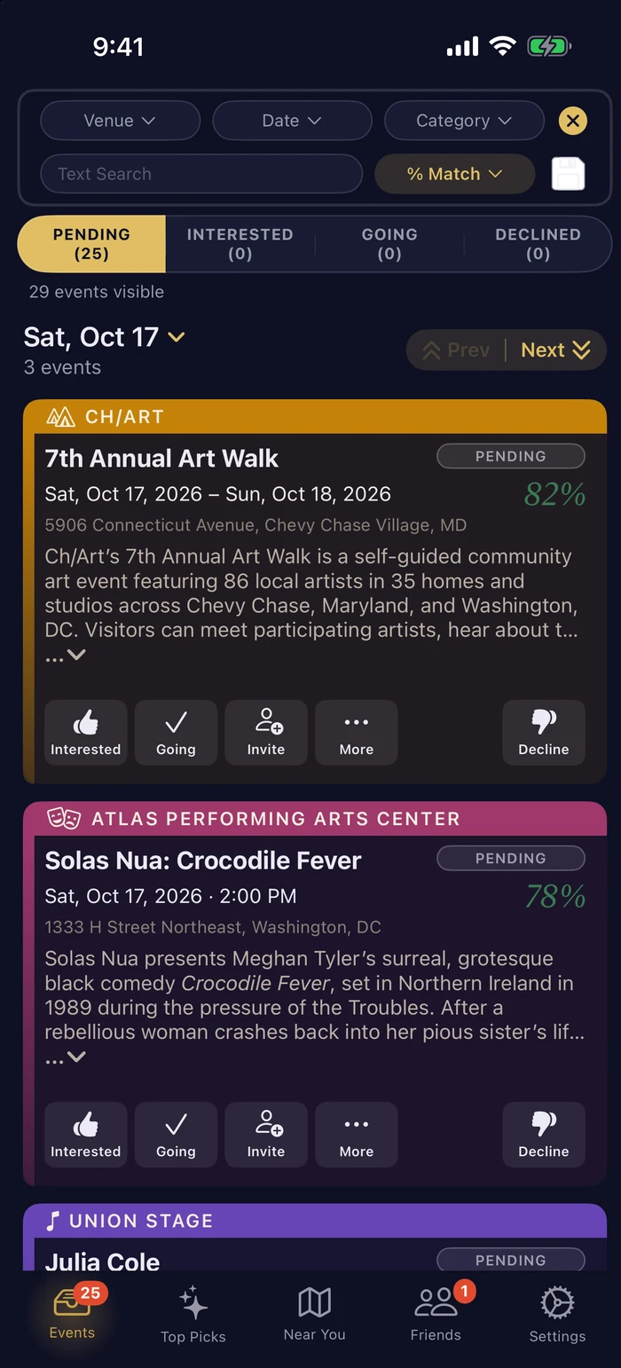 DC Arts Events app — find concerts, museums, and events in Washington DC