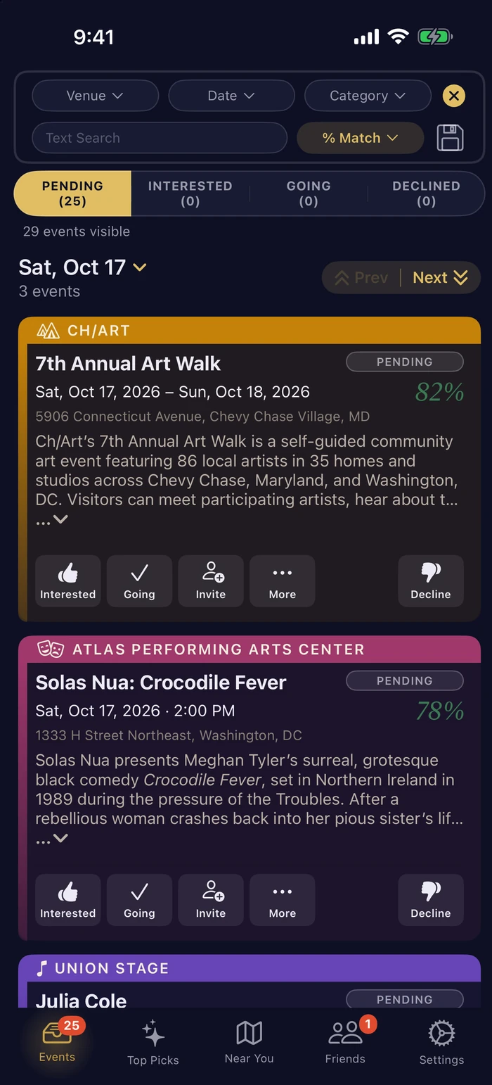 DC Arts Events app — find concerts, museums, and events in Washington DC