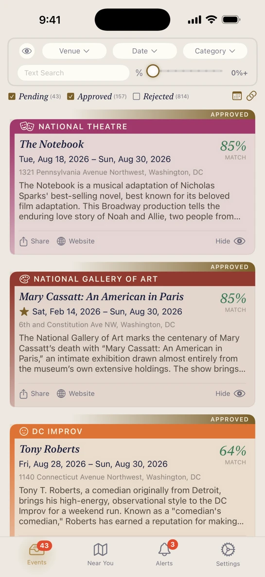 DC Arts Events app — find concerts, museums, and events in Washington DC